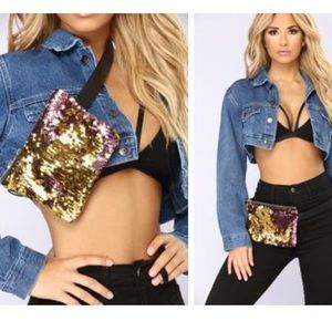 Sequin Fanny Pack Pink/Gold Fashion Nova NWOT